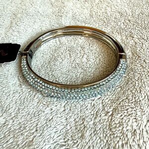 NWT Nina 7mm B-Aaron Half Pave Light Blue Aquamarine Swarovski Crystal  Hinge Br